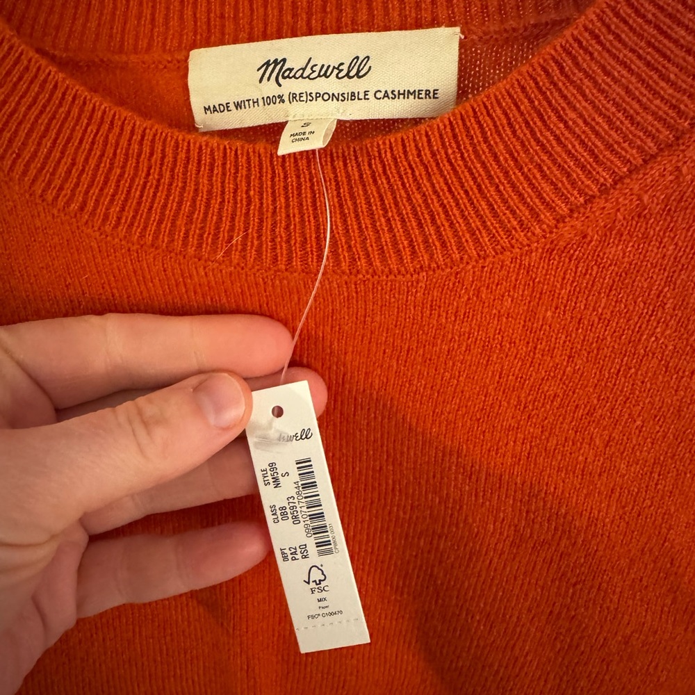 Madewell Vibrant Orange Cashmere Knit